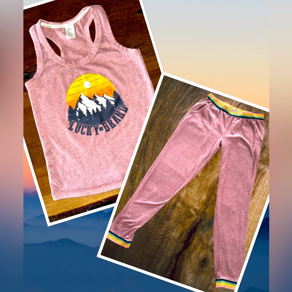 Lucky Brand Pink Pajama Set with Cozy Cuffs